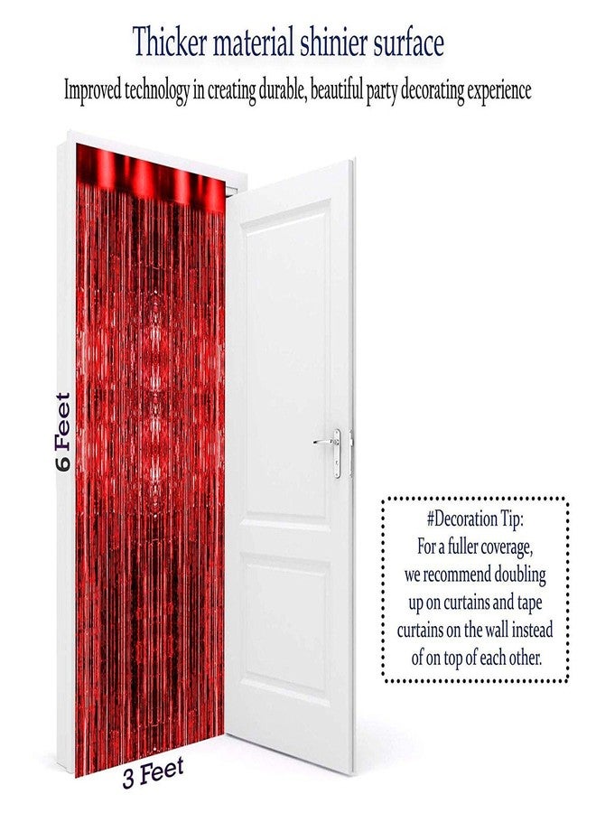 ANG Foil Party Wall Curtain, 6x3 Ft., Red, Pack of 2 - Image 3